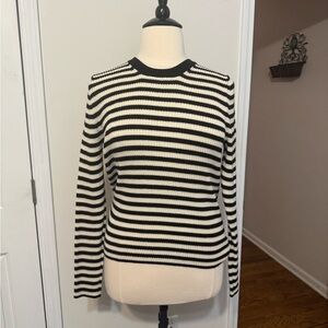 GAP Black & White Striped Crewneck Sweater